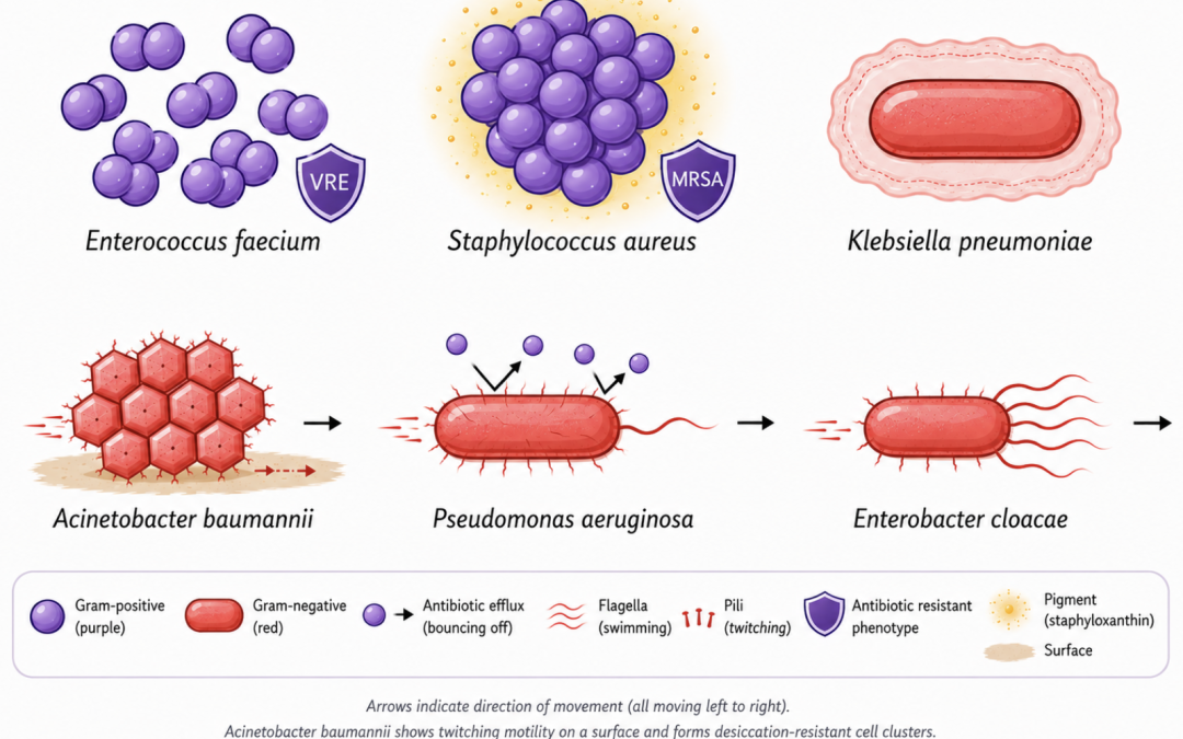 Illustration of the differences between the ESKAPE Pathogens